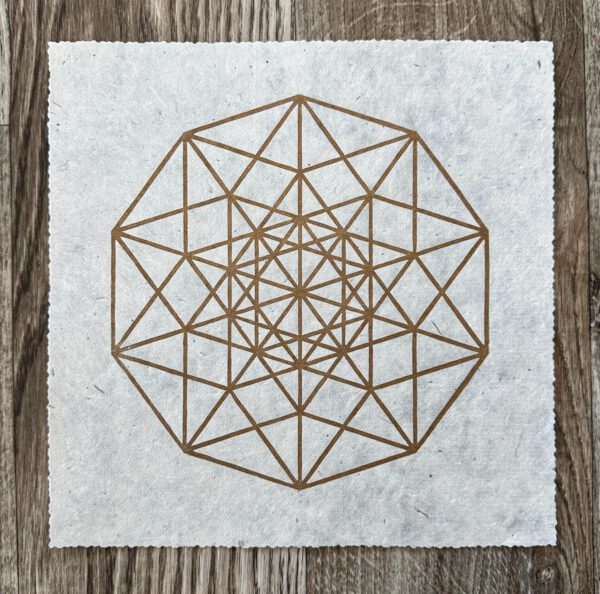 Linoldruck, 22 x 22 cm, Gold auf Weiß/Natur