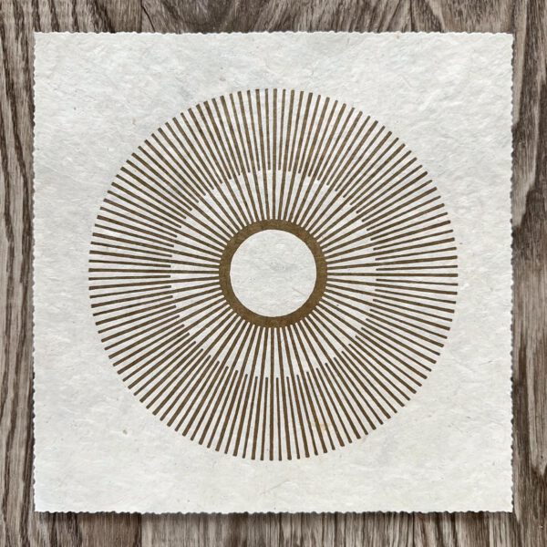 Linoldruck, 22 x 22 cm, Gold auf Weiß/Natur