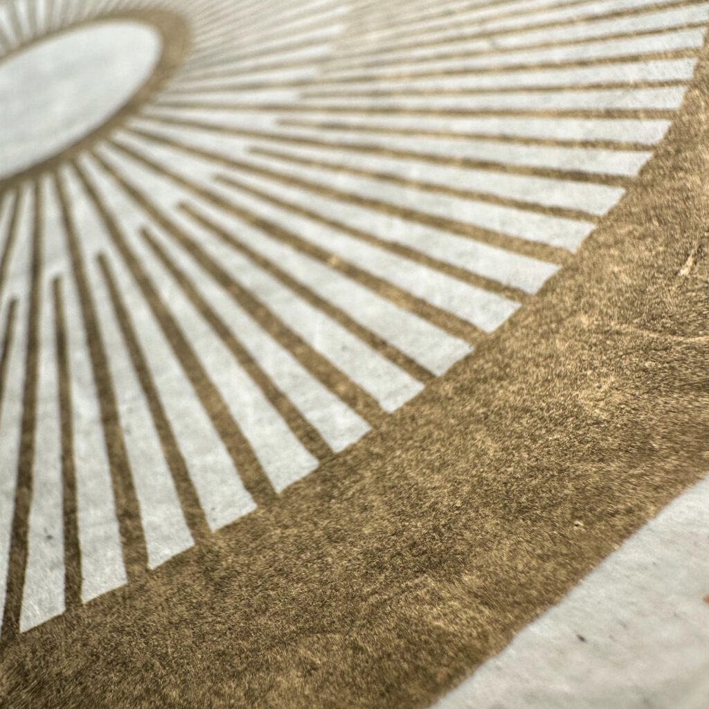 Linoldruck, 22 x 22 cm, Gold auf Weiß/Natur