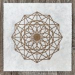 Linoldruck, 22 x 22 cm, Gold auf Weiß/Natur