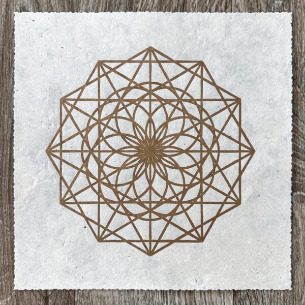 Linoldruck, 22 x 22 cm, Gold auf Weiß/Natur