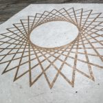 Linoldruck, 22 x 22 cm, Gold auf Weiß/Natur