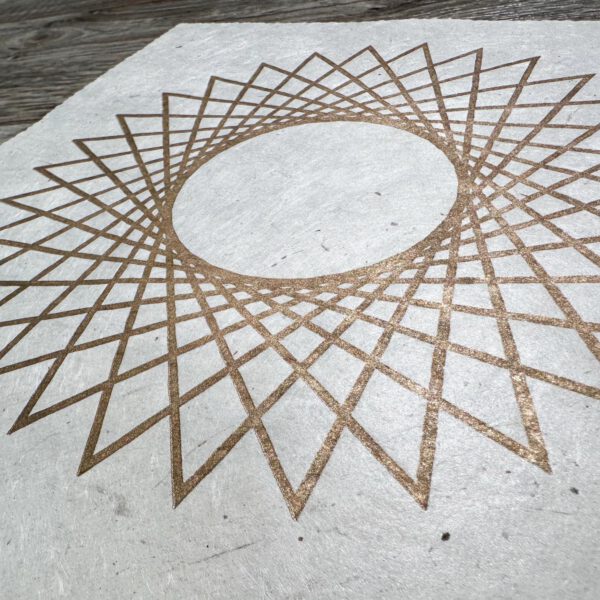 Linoldruck, 22 x 22 cm, Gold auf Weiß/Natur