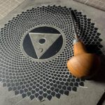 Linoldruck, 22 x 22 cm, Schwarz auf Beige/Ocker