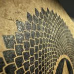 Linoldruck, 22 x 22 cm, Schwarz auf Beige/Ocker