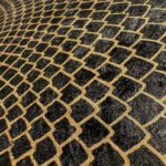 Linoldruck, 22 x 22 cm, Schwarz auf Beige/Ocker