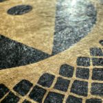 Linoldruck, 22 x 22 cm, Schwarz auf Beige/Ocker