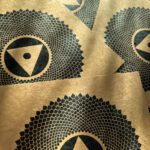 Linoldruck, 22 x 22 cm, Schwarz auf Beige/Ocker