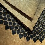 Linoldruck, 22 x 22 cm, Schwarz auf Beige/Ocker