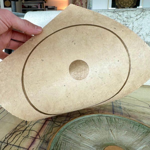 Linoldruck, 22 x 22 cm, Gold auf Beige/Ocker