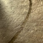 Linoldruck, 22 x 22 cm, Gold auf Beige/Ocker