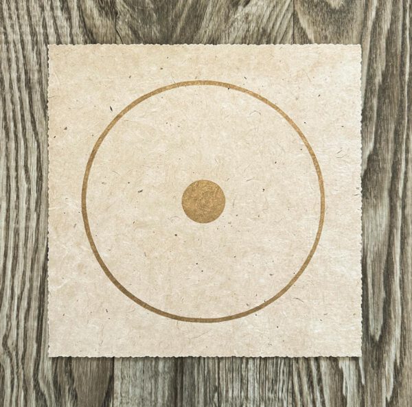 Linoldruck, 22 x 22 cm, Gold auf Beige/Ocker