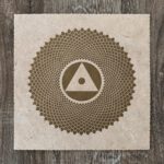 Linoldruck, 22 x 22 cm, Gold auf Beige/Ocker