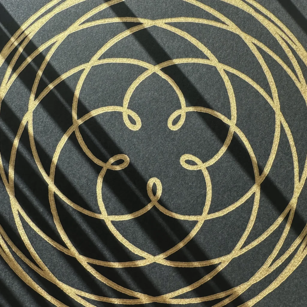 Veskor Cassiopeia Linoldruck Rose of Venus 20 x 20 cm Gold auf Schwarz 7