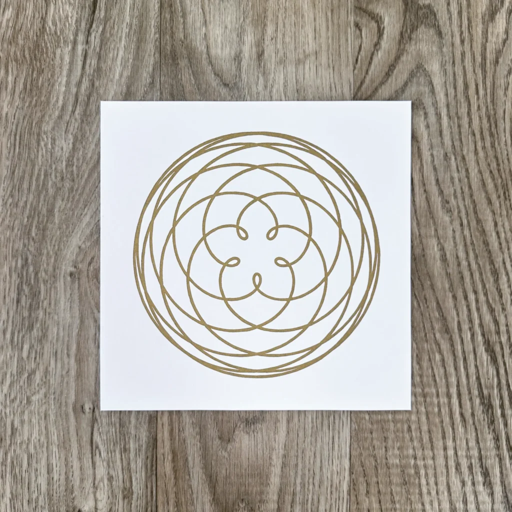 Veskor Cassiopeia Linoldruck Rose of Venus 20 x 20 cm Gold auf Weiss 8