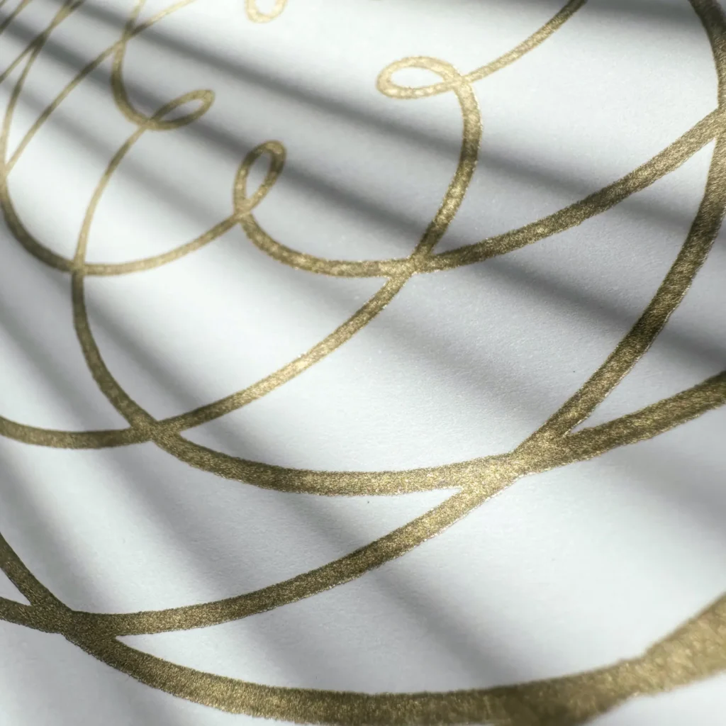 Veskor Cassiopeia Linoldruck Rose of Venus 20 x 20 cm Gold auf Weiss 9