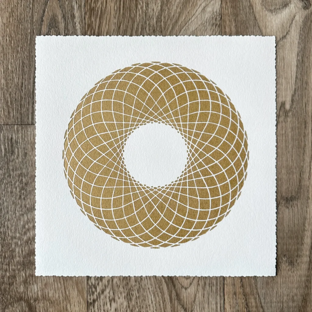 Veskor Cassiopeia Linoldruck Ring of Torus 22 x 22 cm Gold auf Weiss 5